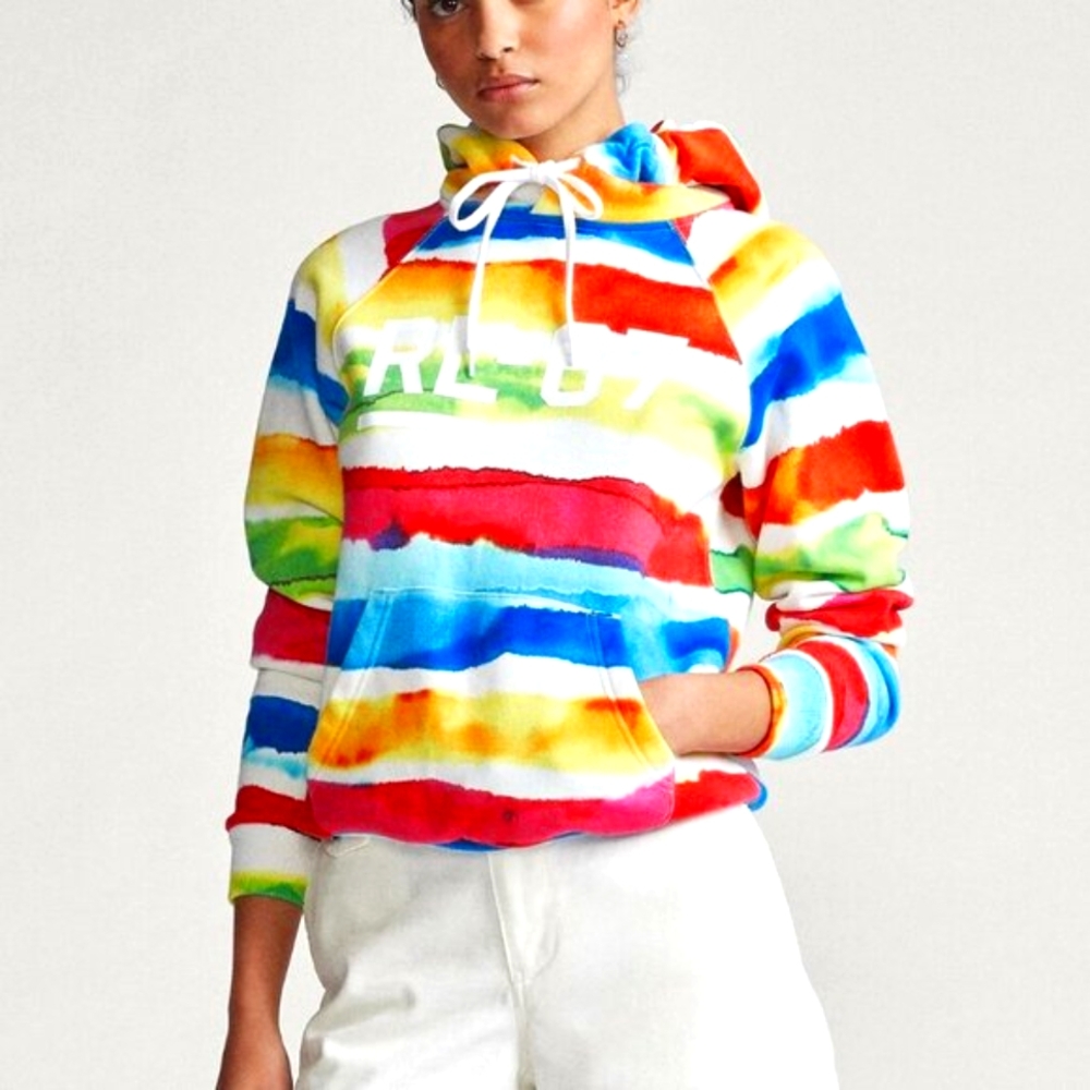 Ralph Lauren Tie Dye Rainbow Hoodie Womens XL